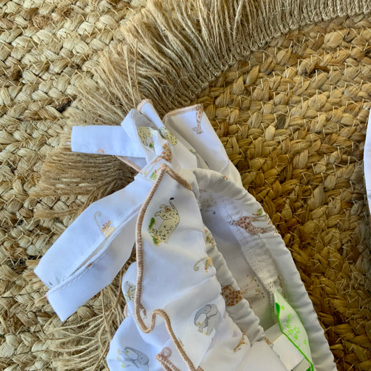 Set mare bambina con fiocchi in cotone stampato Safari