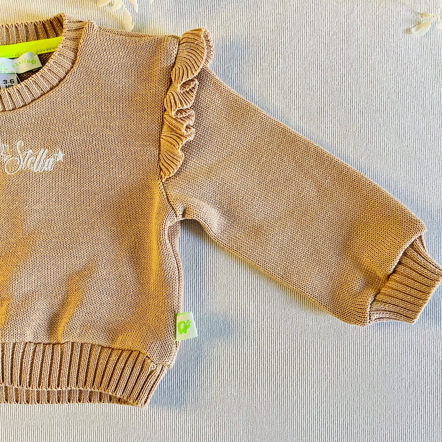 Girocollo in maglia cotone con ricamo per bebe