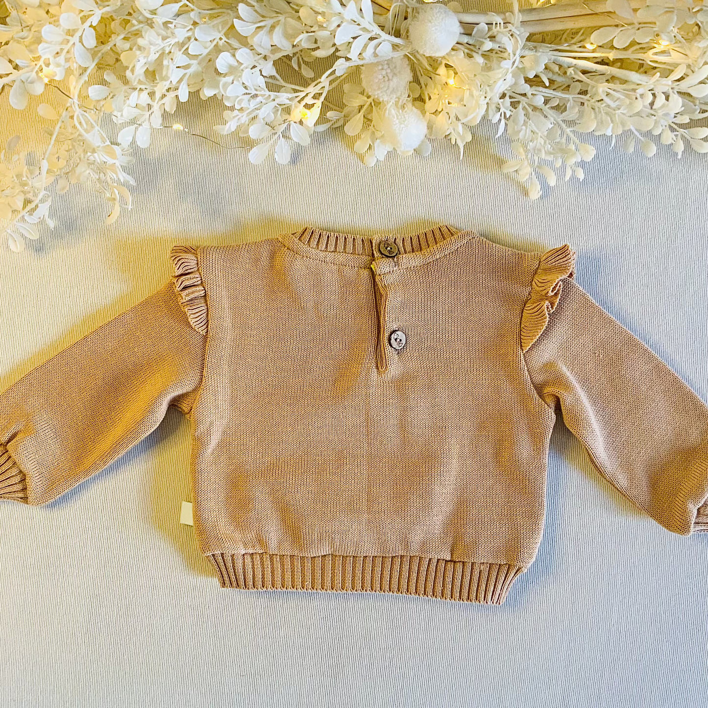 Girocollo in maglia cotone con ricamo per bebe