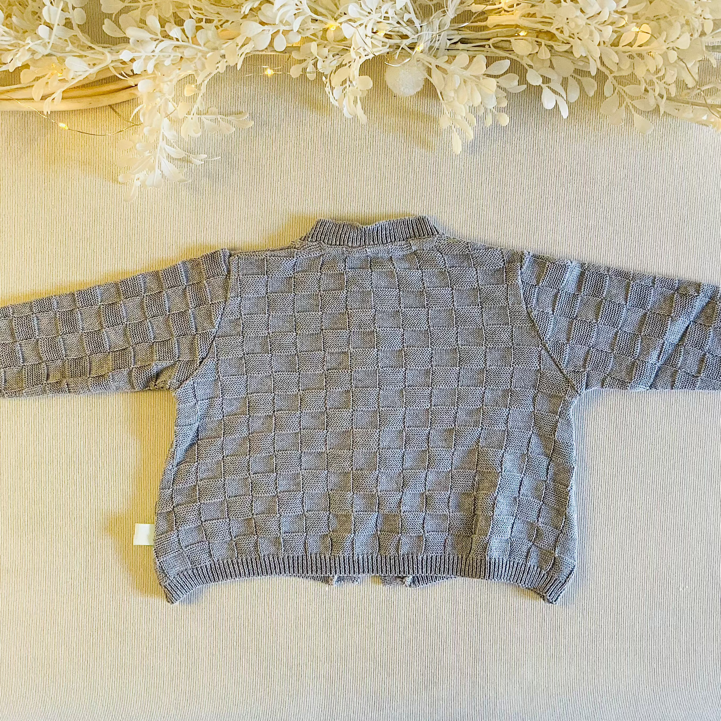Cardigan a scacchi in cotone per bebe