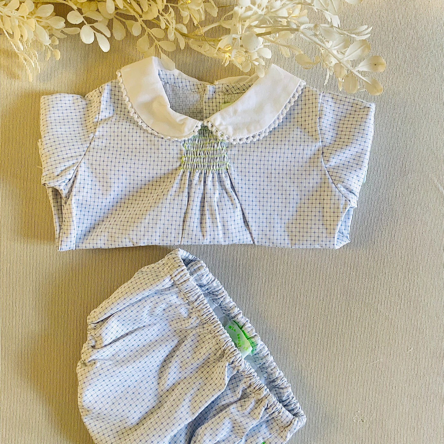 Culotte in microquadretto celeste