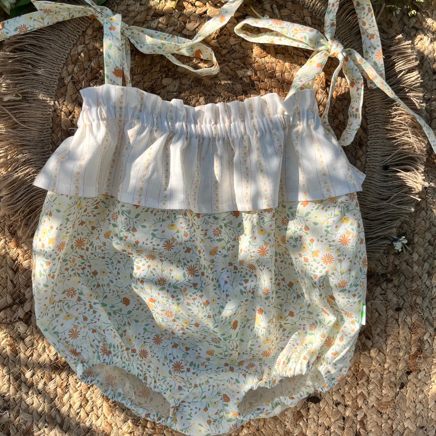 Body mare in cotone stampato e spalline annodate