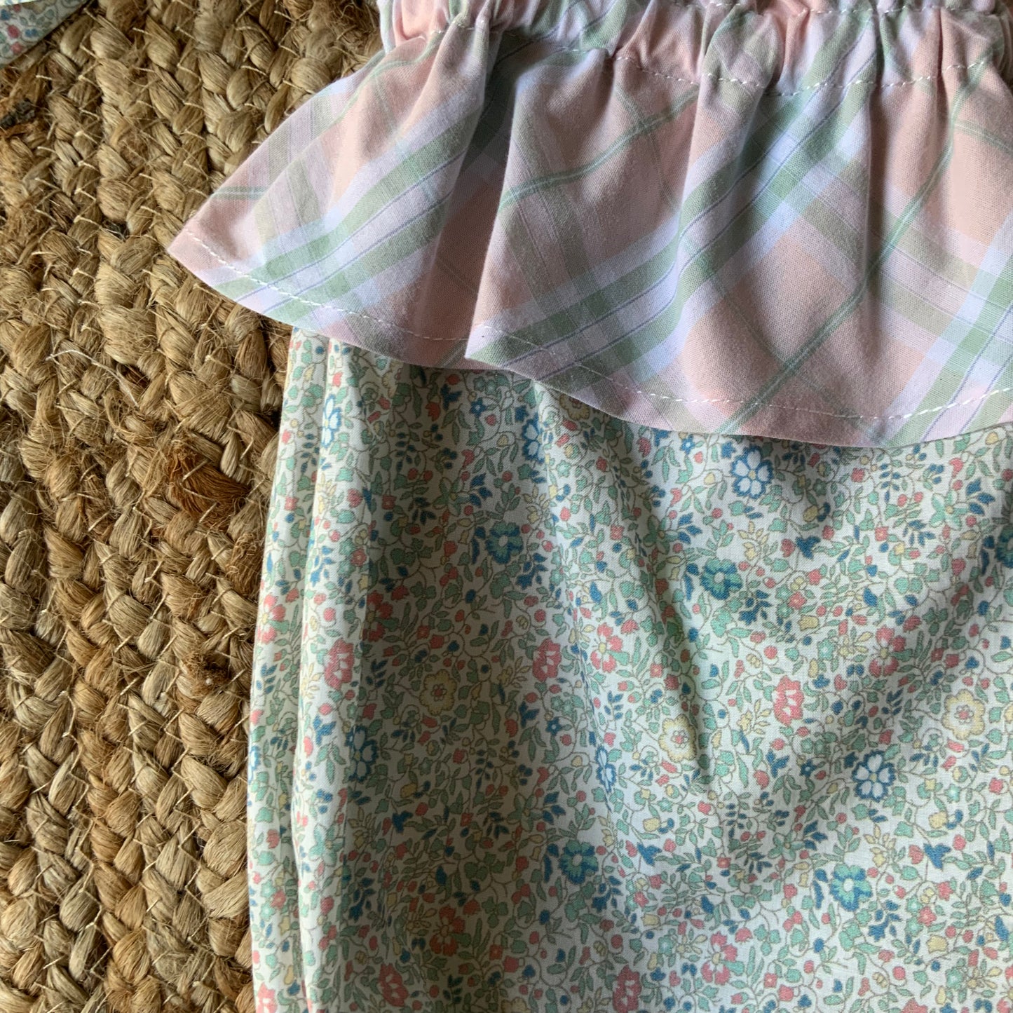 Body mare in cotone stampato e spalline annodate Rosa