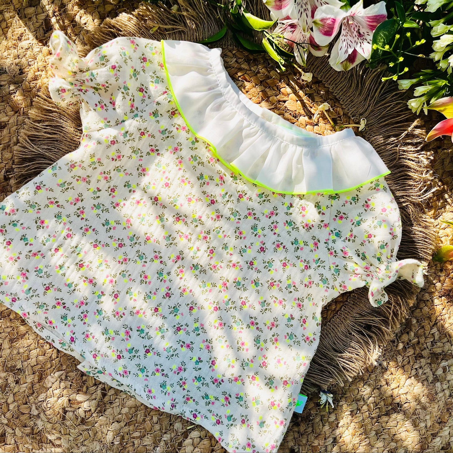 Camicia in cotone stampa floreale fluo