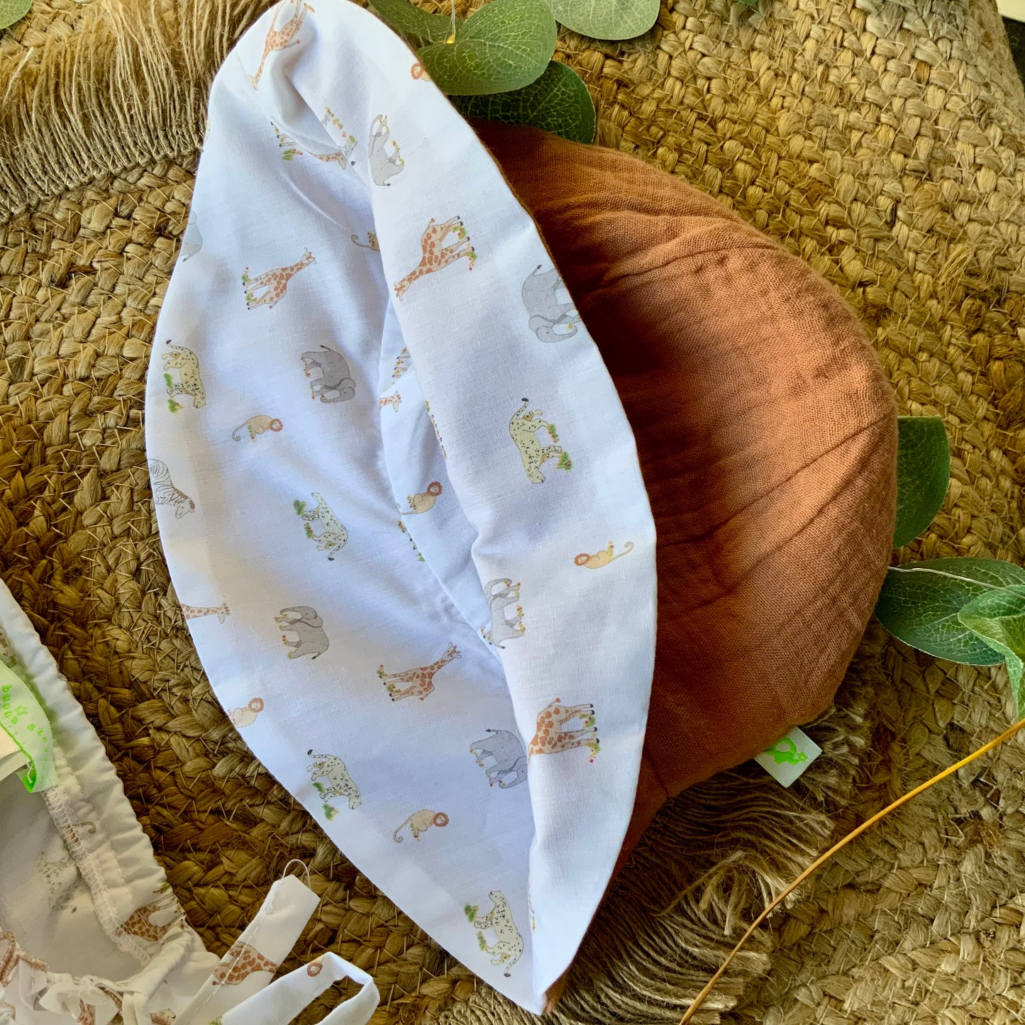 Set mare bambina con fiocchi in cotone stampato Safari