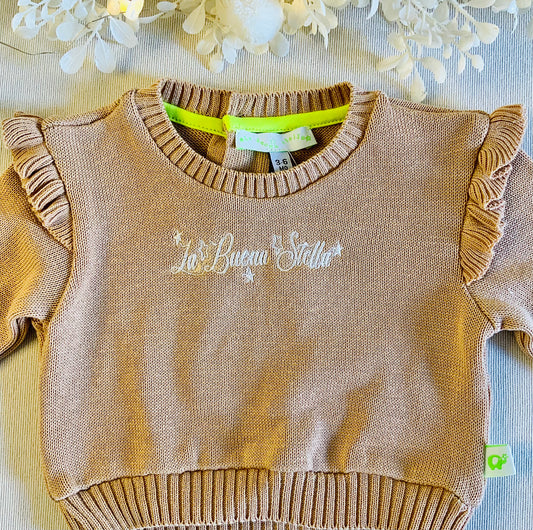 Girocollo in maglia cotone  con ricamo per bebe