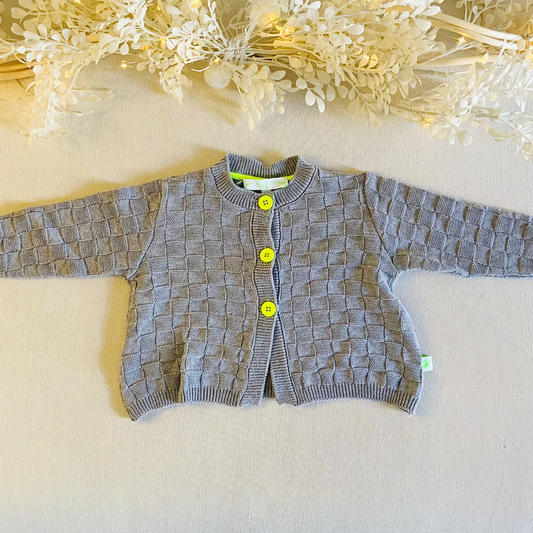 Cardigan a scacchi in cotone per bebe