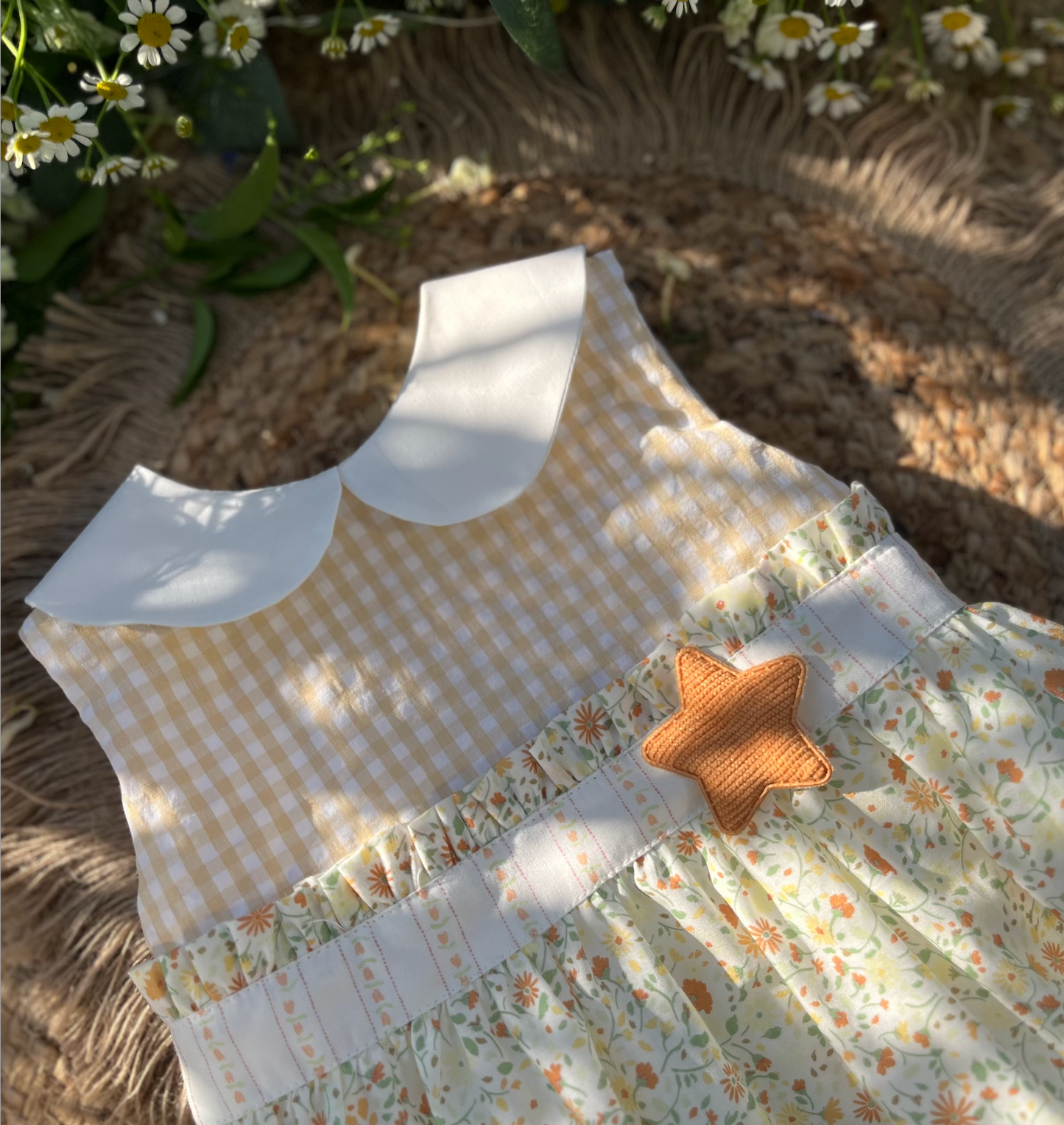 Vestito bambina cotone stampato celeste