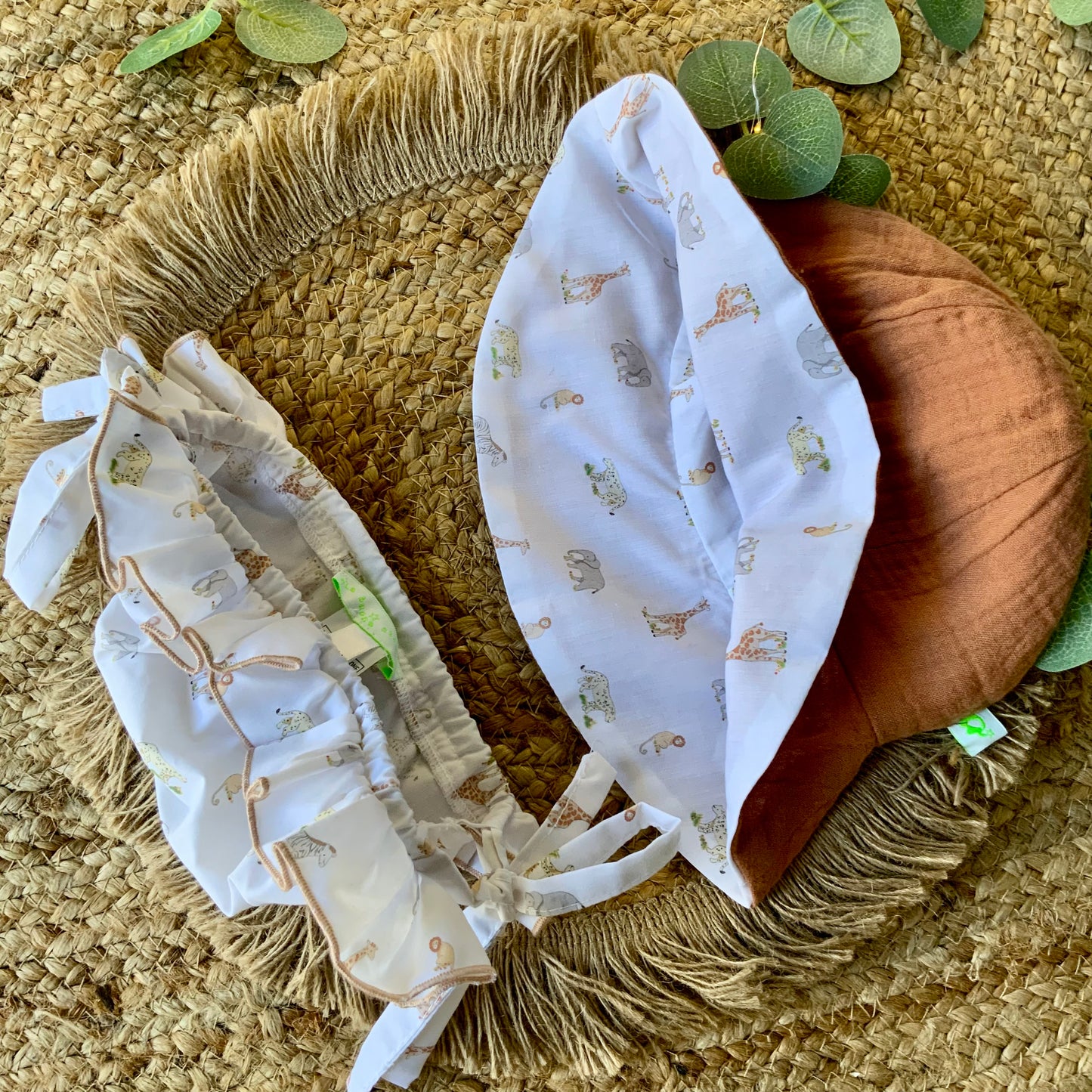 Set mare bambina con fiocchi in cotone stampato Safari