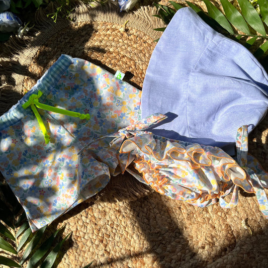 Set Mare Bambina - Mutandina a Fiocchi + Pamela Reversibile — Vichy Floreale