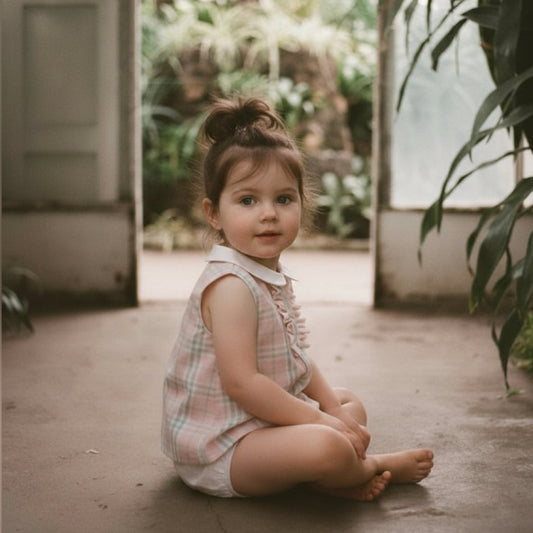 Short bambina elegante in Avorio con ruches e elastico in vita