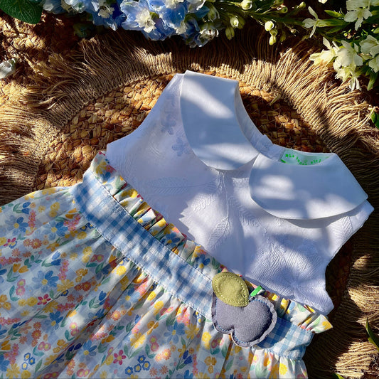 Vestito bambina cotone stampato celeste