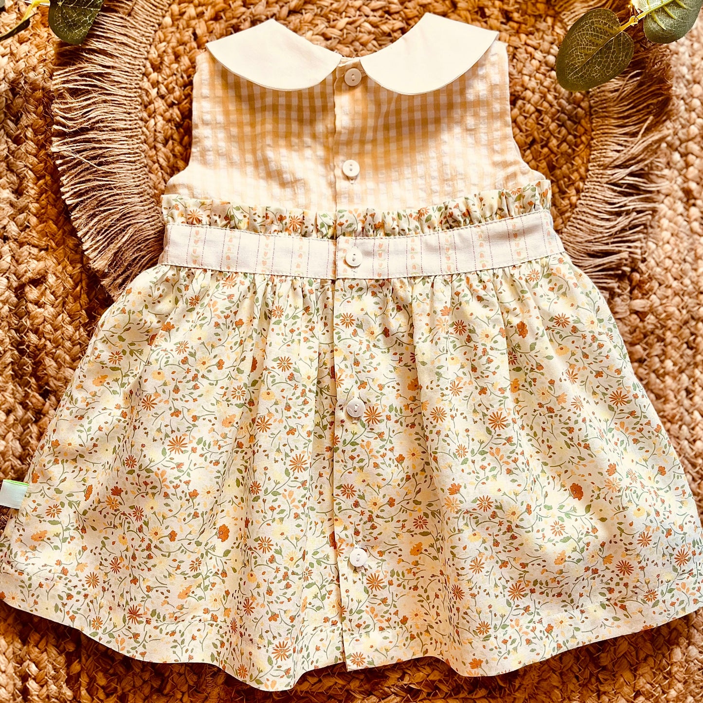 Vestito bambina cotone Vichy e fiori