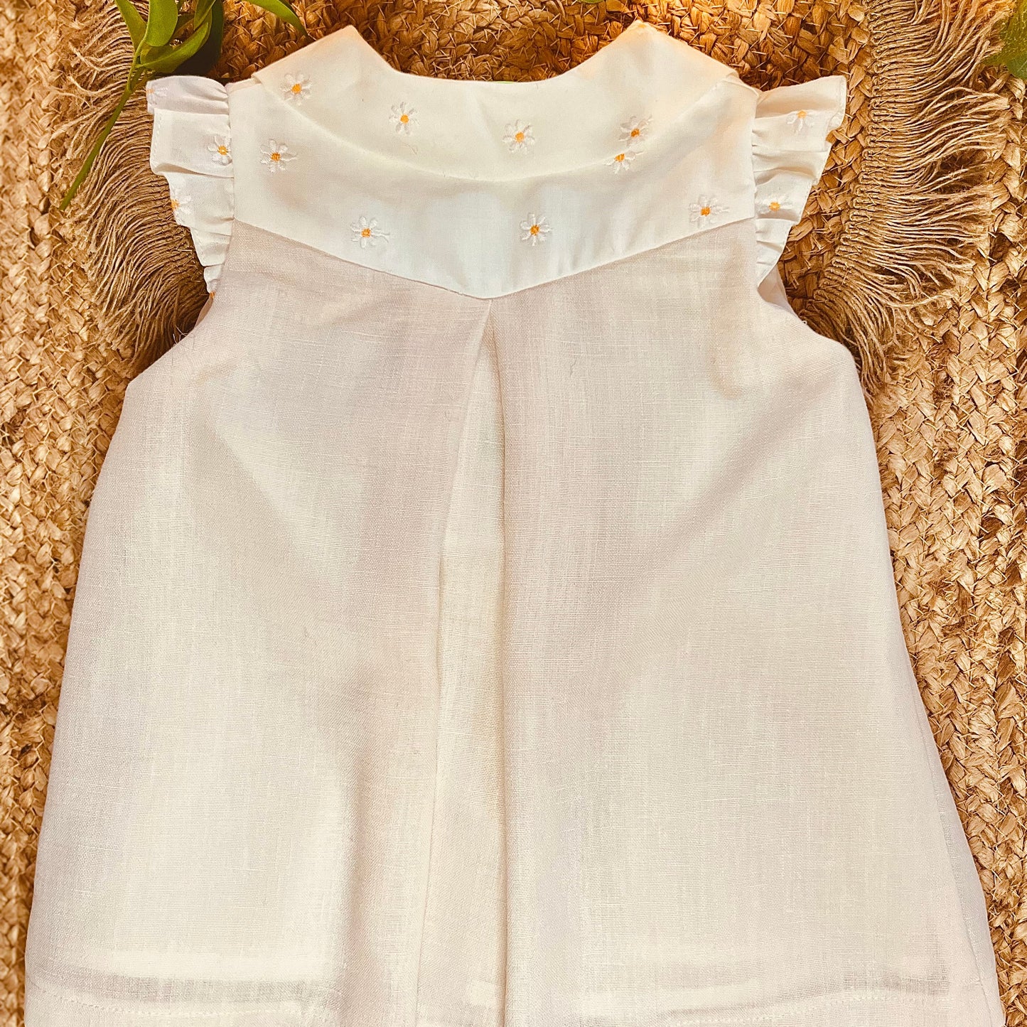 Vestito bambina cotone ricamato margherite